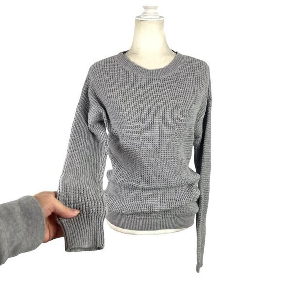 Wilfred Free Aritzia 100% Merino Wool Gray Knitted Crew Neck Sweater Size XS - Picture 4 of 13
